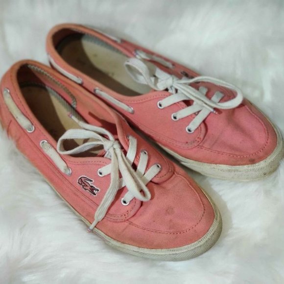 Lacoste Sperry boat deck shoes coral pink size 6.5 - Picture 1 of 1